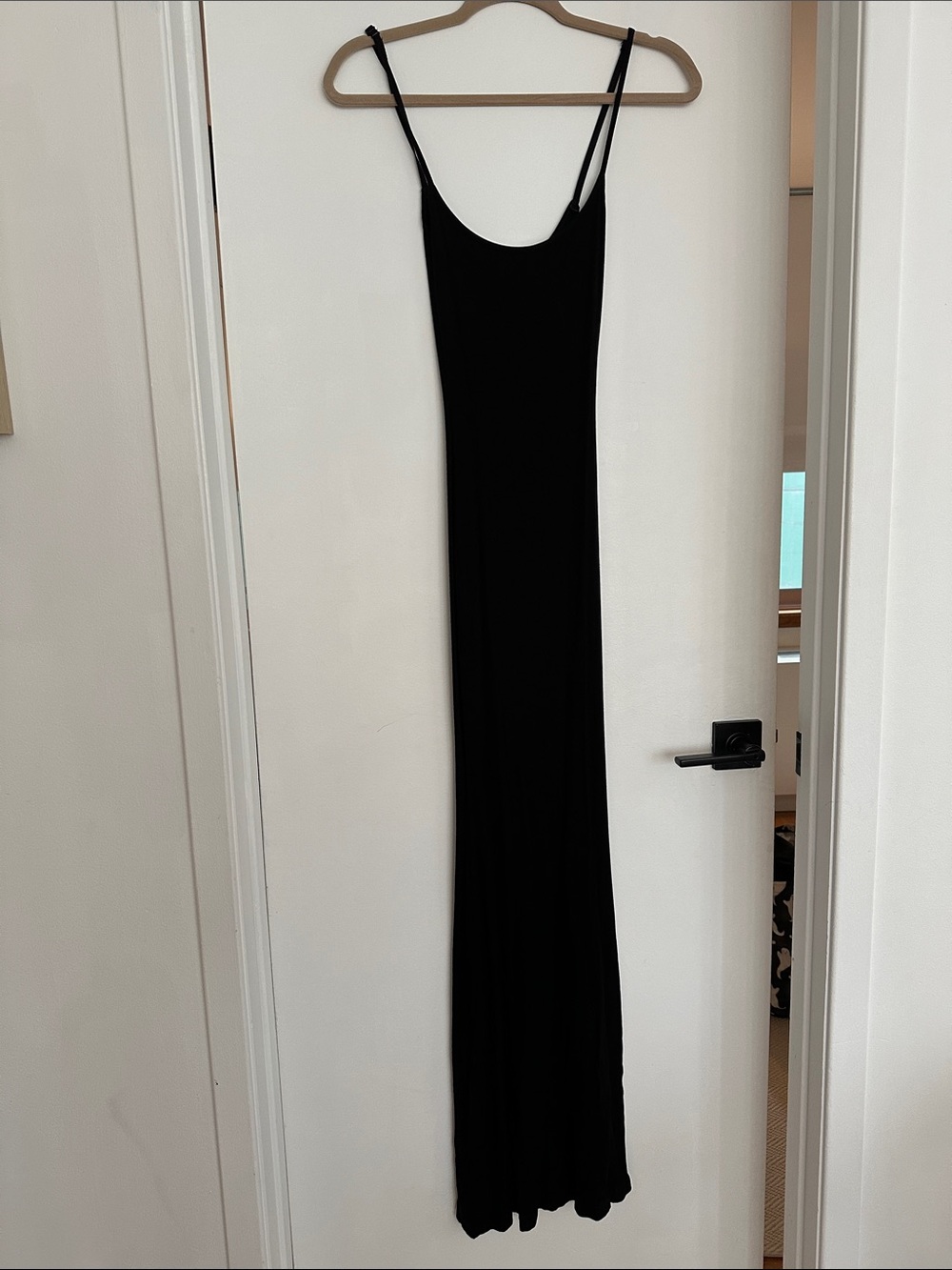 SKIMS Black Spaghetti-Strap Maxi Slip Dress